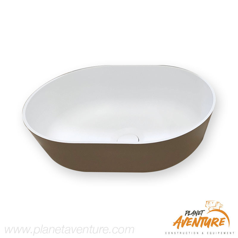 Evier à poser semi oval blanc/beige 350x260mm Osculati