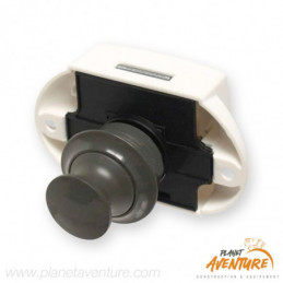 Serrure complète push lock simple boitier blanc bouton gris