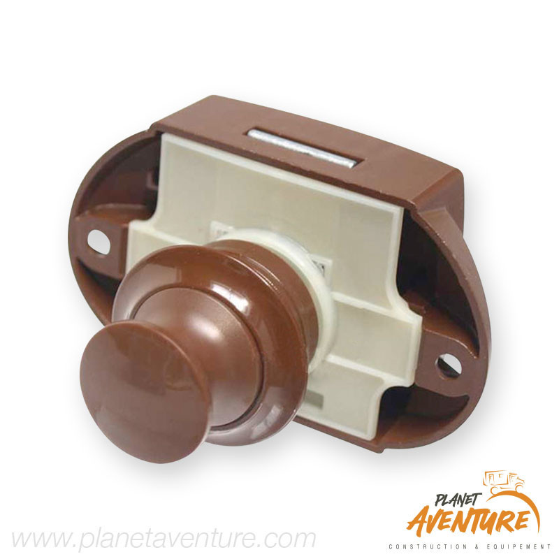 Serrure complète push lock simple boitier marron bouton marron