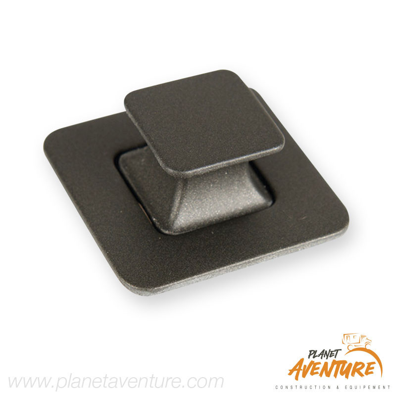 Serrure push lock bouton et rosace carrée style gris foncé