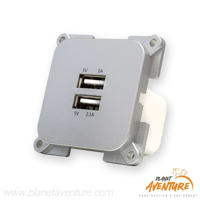 Prise 2xUSB argent